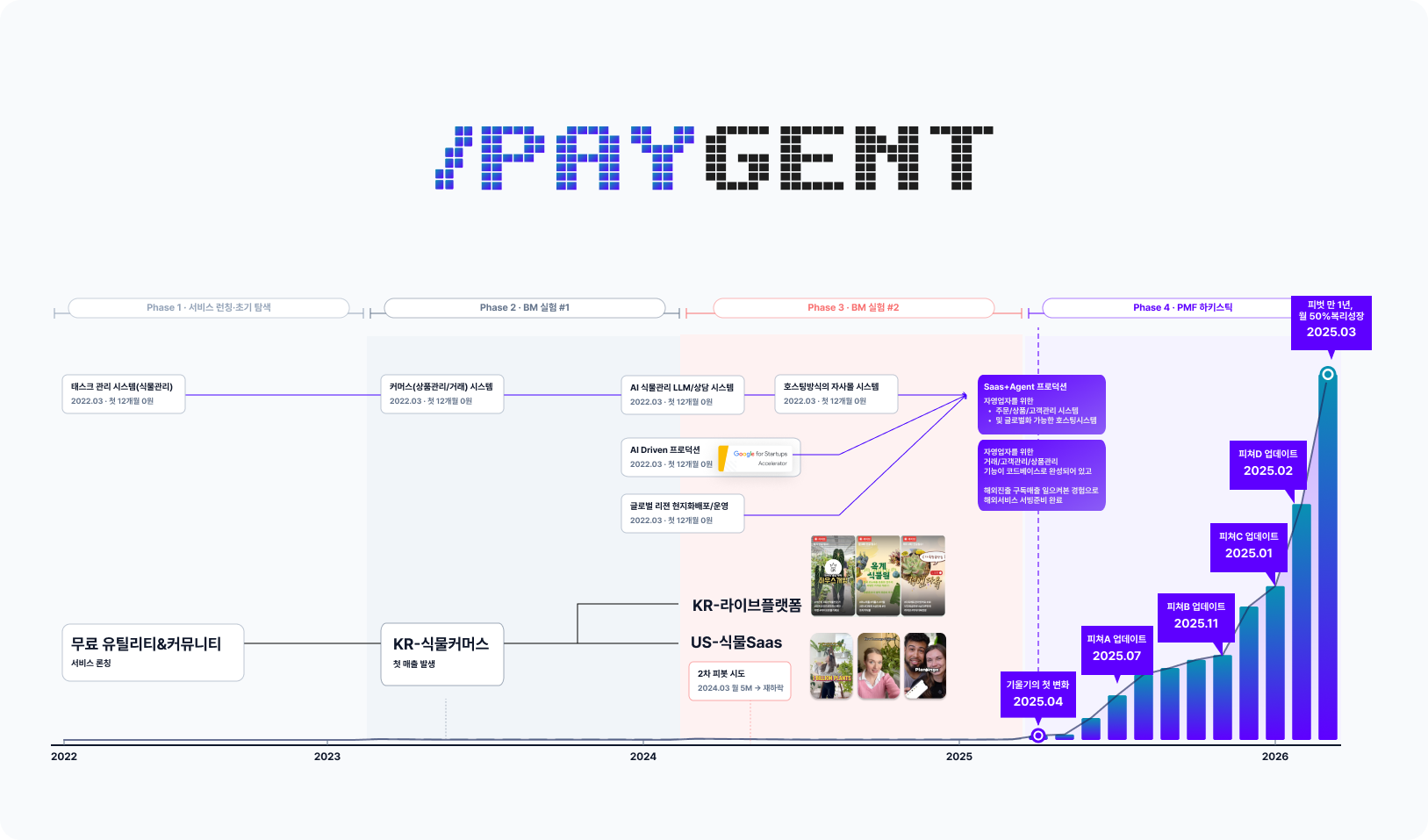 PAYGENT 하키스틱 성장 그래프